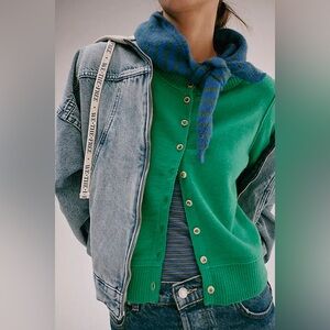 New Free People Nocturnal Solid Cashmere Cardi Sweater In Jade Sz Xs MSRP:$128